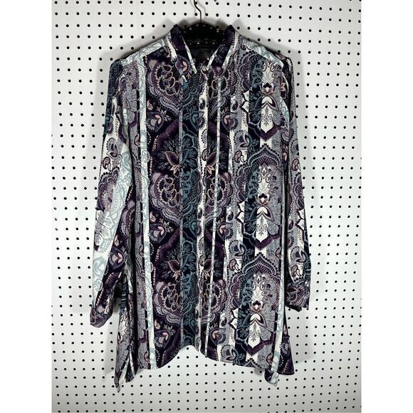 Chicos paisley multi print button down shirt size 8-10 - Picture 1 of 8